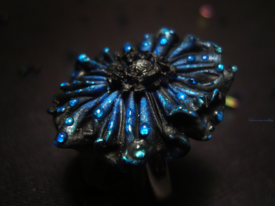 Кольцо-цветок в стиле фэнтези "Ночная магия"