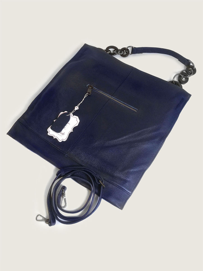 (АРТИКУЛ: 10101/1) СУМКА ЖЕНСКАЯ, БОЛЬШАЯ, НАТУРАЛЬНАЯ КОЖА, ТЕМНО-СИНЯЯ, ЧЕРЕЗ ПЛЕЧО