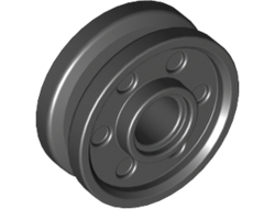 Wheel 18mm D. x  8mm with Fake Bolts and Deep Spokes with Inner Ring, Black (13971 / 6194485)