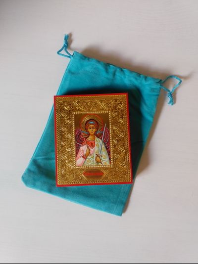 Ангел-Хранитель. Рукописная икона 9х10,5см.