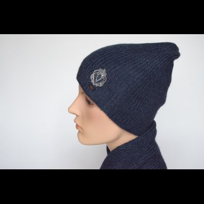 Синяя шапка из альпака и шелка Vizio Италия 9015 CL фото