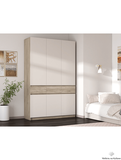 Бостон Шкаф ШК-002 трехстворчатый ЛДСП Дуб крафт серый/Кашемир