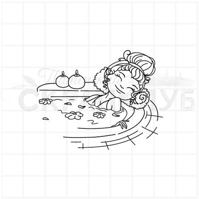 Штамп с картинкой Ванна с лепестками цветов и ароматическими свечами