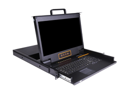 Выдвижная LCD KVM консоль с монитором Kinan 17&quot;, PS/2+USB, Клавиатура Ultra-Slim, Тачпад, TFT-дисплей, 8 портов VGA, каскад до 256 устройств, разрешение WideScreen FullHD 16:9 до 1920x1080 60Hz,локальная (без доступа через интернет) (XW1708)