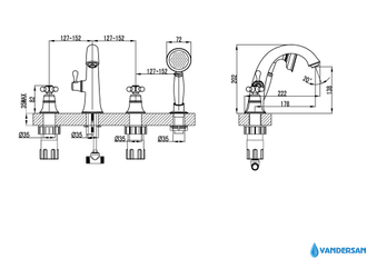 Смеситель на борт ванны Vintage LM2841B