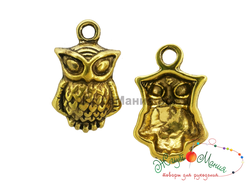 ПОДВЕСКА В ТИБЕТСКОМ СТИЛЕ "СОВА" - 20*13мм - АНТИЧНОЕ ЗОЛОТО