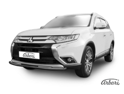 Защита переднего бампера d57 Arbori черн. для Mitsubishi OUTLANDER 3-го поколения 2-й рестайлинг (2015-2018гг) ( AFZDAMOUT1503B )