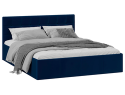 Кровать с мягкой обивкой и заглушиной ЭММА с ПМ 1600 Велюр Confetti Blue