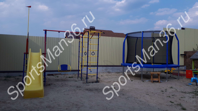 Уличный детский спортивный комплекс ПИОНЕР-ЮНГА с батутом PERFETTO SPORT 10, диаметр 3м