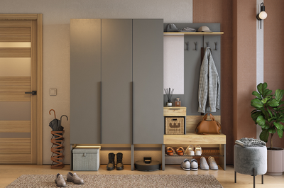 Композиция прихожей БАСКО Графит/Дуб Крафт золотой