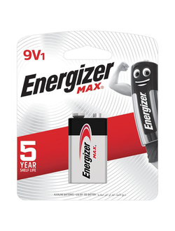 Батарейка ENERGIZER Max, Крона (6LR61, 6LF22, 1604A), алкалиновая, 1 шт., в блистере, E301531801