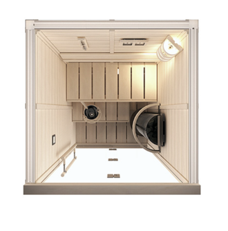 Сауна в сборе SAWO 1414RS-PD-G (1,4м х 1,4м, кедр, полностью стеклянная стена, дизайн Piano, правая)