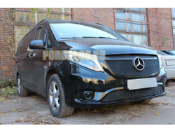 Защита радиатора Mercedes-Benz Vito III (W447) 2014- black верх PREMIUM