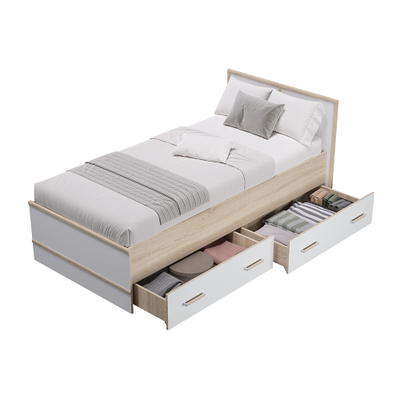 Сакура Кровать с ящиками 0,9м Дуб сонома/белый