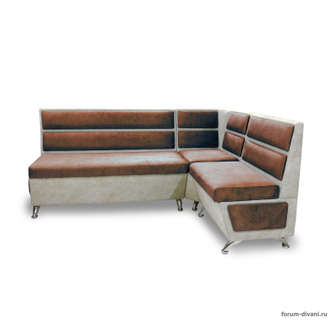 Кухонный Угловой диван "ФОРУМ-1МС", Коричневый/Слоновая кость, Правый