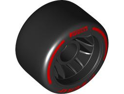 Wheel 24 x 14.9 with Pin Hole with Molded Black Hard Rubber Tire and Printed Red 'PIRELLI', 'P ZERO' and Arcs Pattern, Black (110100pb02 6538247)