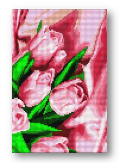 Алмазная мозаика Anya Розовые тюльпаны-20х30см.