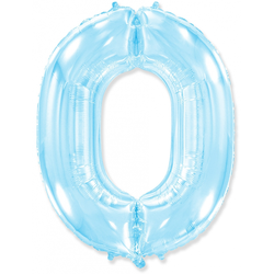 Воздушный шар фольгированный "ЦИФРА 0. Голубой"