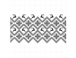 Фоновый штамп со скандинавским узором с оленями и снежинками