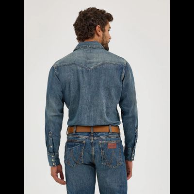 Рубашка Wrangler® Western Denim Snap Work Shirt
