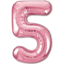 Воздушный шар фольгированный "ЦИФРА 5. Розовый. SLIM" 102 см.