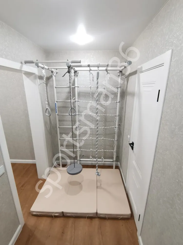 Шведская стенка Romana S7, Мат гимнастический 1,5х1,0х0,1 м бежевый складной, 2 сложения, лиана мягкая серая