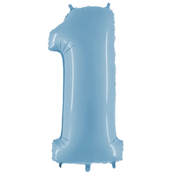 Воздушный шар фольгированный "ЦИФРА 1. Голубой"