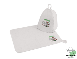 Набор "Банька" Эко 2 предмета (шапка с вышивкой, коврик)