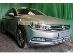 Защита радиатора Volkswagen Passat B8 1.8 / 2.0 2014- (3 части) с фронтальной камерой chrome