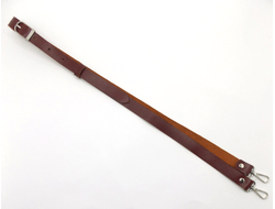 Ремень для сумки кожаный 120 см с регулировкой и карабинами цвет коньяк