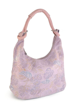 (АРТИКУЛ: 9883/1/5) СУМКА МЕШОК, БОЛЬШАЯ, НАТУРАЛЬНАЯ КОЖА С ЛАЗЕРНОЙ ОБРАБОТКОЙ, РОЗОВАЯ С СЕРЕБРИСТО-БЕЖЕВЫМ РИСУНКОМ, ЧЕРЕЗ ПЛЕЧО