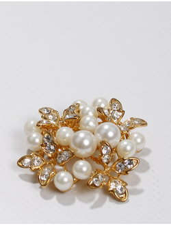 Брошь "Цветы и жемчуг"