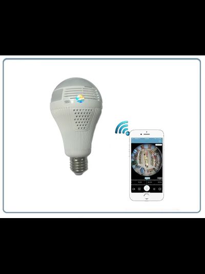 Wi-Fi видеоняня/Панорамная WiFi видеокамера в корпусе лампы накаливания  с DVR (iCSee),  Full HD