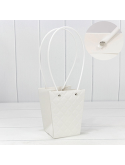 Пакет-сумочка "Тиснение Трапеция Ромбы" 15,5*13*9,5см Белый КП05/51
