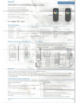 Сенсорный пульт RT9 4L-RGBW/RGB (RF2,4GHz, 4 zone, 3VDC)