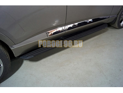 Пороги алюминиевые "Slim Line Black" 1920 мм ТСС для Genesis GV80 4WD 3D 2020-