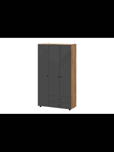 Байкал Шкаф трехстворчатый с ящиками SAFE Дуб Золотой/Графит