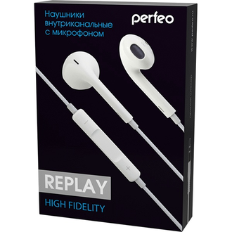 Perfeo наушники внутриканальные c управлением звуком/микрофоном «REPLAY» белые (PF_A4634)
