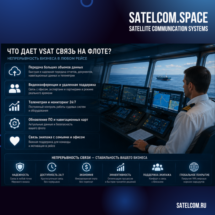 Что дает VSAT на флоте?
