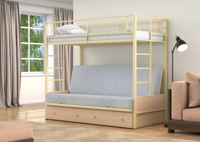 Двухъярусная кровать-диван Дакар 1 Слоновая кость (вставки Дуб молочный) фото 4