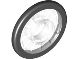 Wheel Wheelchair with Technic Pin Hole with Molded Black Hard Rubber Tire Pattern, Trans-Clear (80441pb01 / 6400773)
