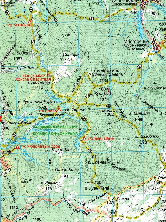 Большой каньон Крыма на карте. Большой каньон Крыма на карте.