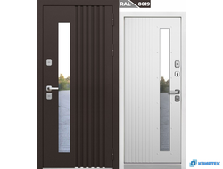 Дверь входная с терморазрывом Luxor Термо Рейка Стеклопакет Муар 8019 в Челябинске | КВИРТЕК