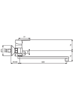 Смеситель для ванны и душа с длинным изливом VIDIMA HYPE BA400AA однорычажный