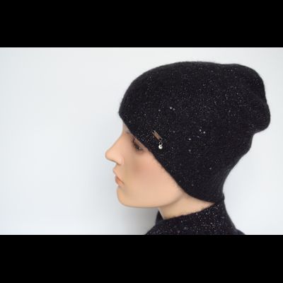 Черная женская шапка с пайетками Vizio Италия 8058 CY