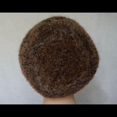 Пушистый женский вязаный берет Vizio Италия 6957 коричневый