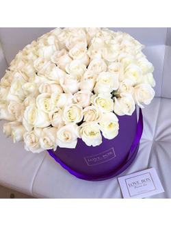 Букет в шляпной коробке с  розами XXL