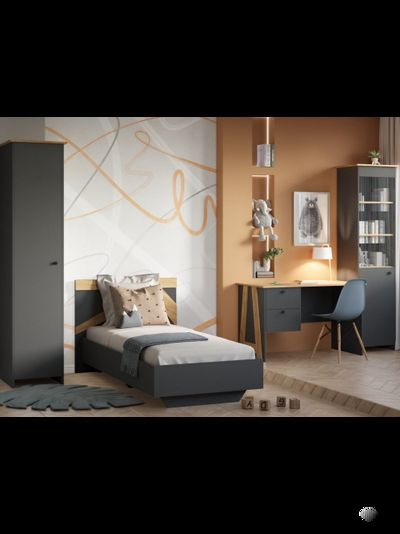 Теодора Стол письменный 2Я ПВШ Графит/Дуб крафт