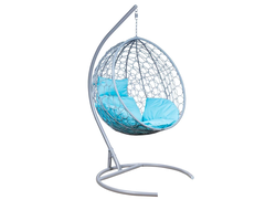 Подвесное кресло ЛУНА каркас Серый металлик, подушка Бирюза яркая