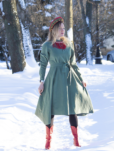 "Донское" базовое платье - укороченное, 100% крапива